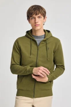 Sudadera verde con capucha y cremallera con logo Rigby Go
