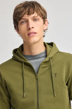 Sudadera verde con capucha y cremallera con logo Rigby Go