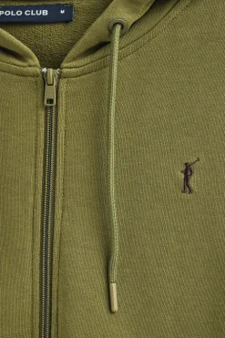 Sudadera verde con capucha y cremallera con logo Rigby Go