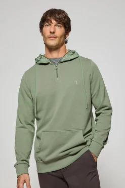 Sudadera verde jade de media cremallera con capucha y bordado Rigby Go