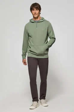 Sudadera verde jade de media cremallera con capucha y bordado Rigby Go
