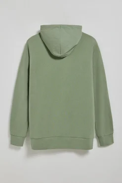 Sudadera verde jade de media cremallera con capucha y bordado Rigby Go