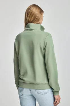 Sudadera verde jade de media cremallera y bordado Rigby Go