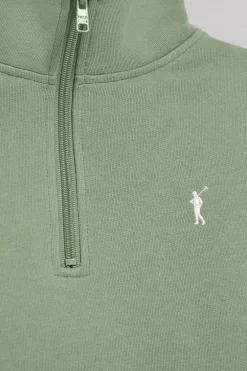 Sudadera verde jade de media cremallera y bordado Rigby Go