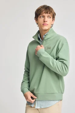 Sudadera verde jade relax de media cremallera con detalle Polo Club