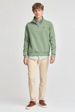 Sudadera verde jade relax de media cremallera con detalle Polo Club