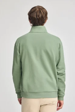 Sudadera verde jade relax de media cremallera con detalle Polo Club