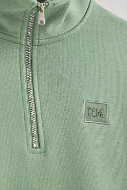Sudadera verde jade relax de media cremallera con detalle Polo Club