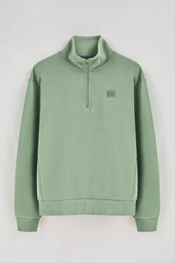 Sudadera verde jade relax de media cremallera con detalle Polo Club