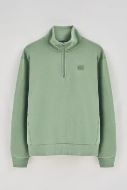 Sudadera verde jade relax de media cremallera con detalle Polo Club