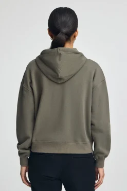 Sudadera verde militar con capucha con cremallera y logo Rigby Go