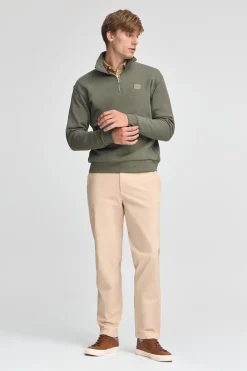 Sudadera verde militar de media cremallera con logo Polo Club