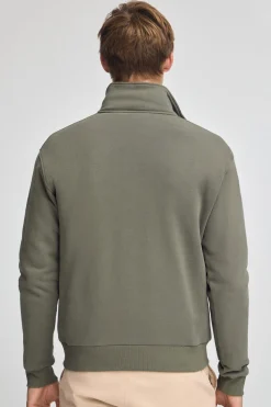 Sudadera verde militar de media cremallera con logo Polo Club