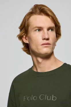 Sudadera verde oscuro de cuello redondo con logotipo Polo Club