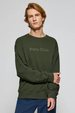 Sudadera verde oscuro de cuello redondo con logotipo Polo Club