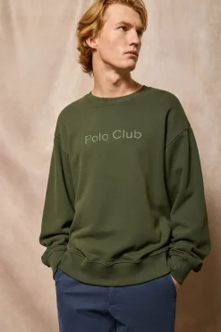 Sudadera verde oscuro de cuello redondo con logotipo Polo Club