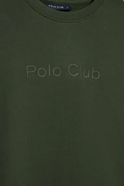 Sudadera verde oscuro de cuello redondo con logotipo Polo Club