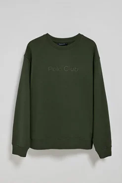 Sudadera verde oscuro de cuello redondo con logotipo Polo Club