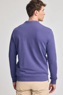 Sudadera violeta azulado regular de cuello redondo y print engomado