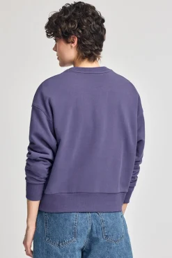 Sudadera violeta azulado con logo frontal engomado Polo Club