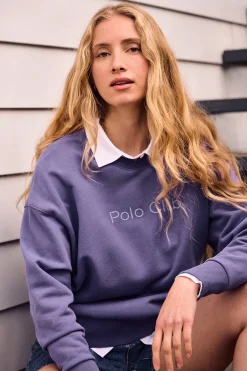 Sudadera violeta azulado con logo frontal engomado Polo Club