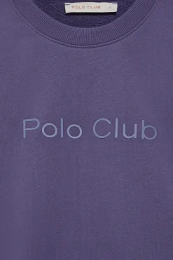 Sudadera violeta azulado con logo frontal engomado Polo Club