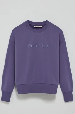Sudadera violeta azulado con logo frontal engomado Polo Club