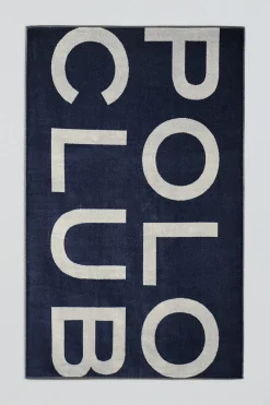 Toalla azul marino de rizo Antibes con logotipo