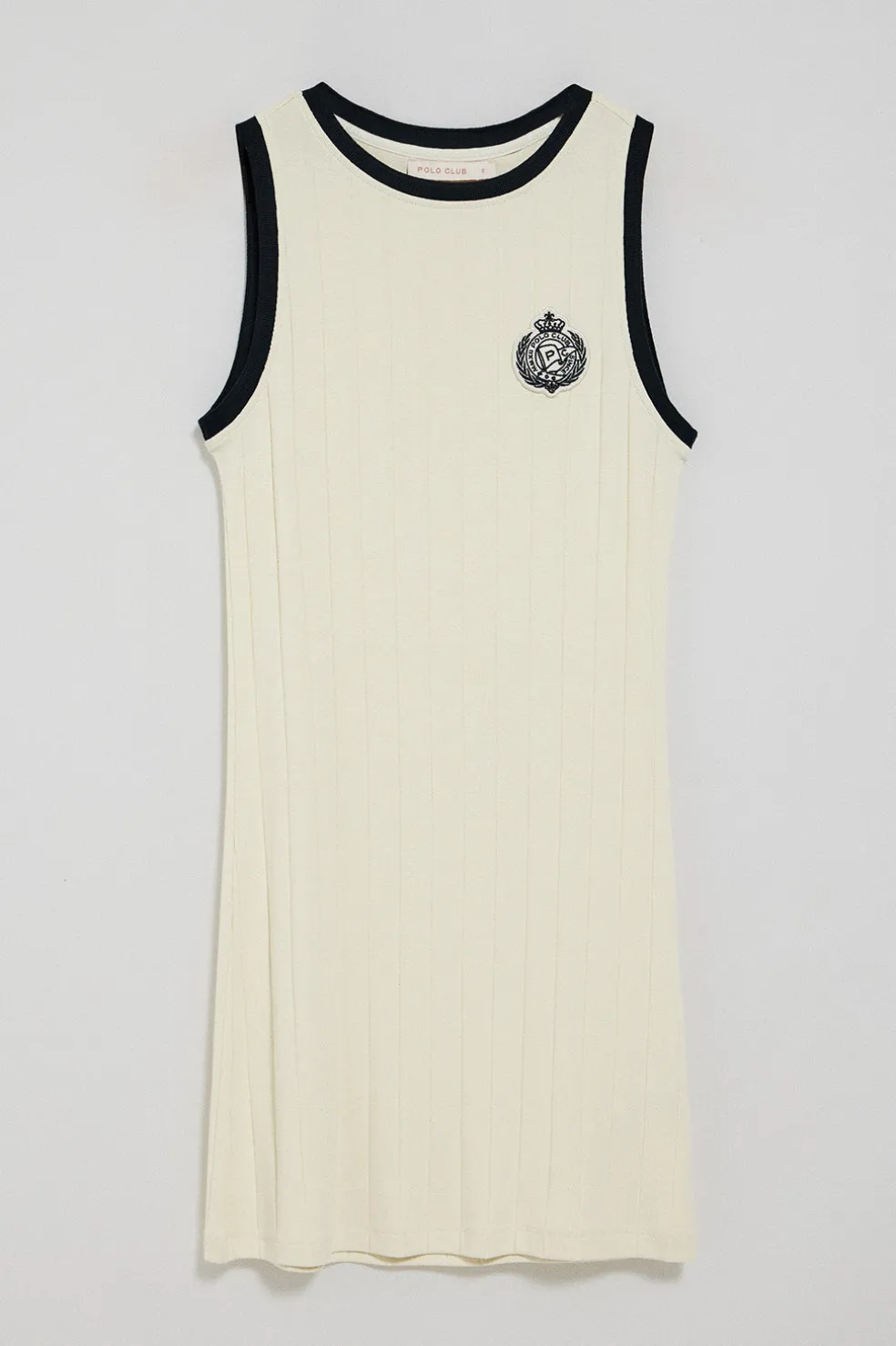 Vestido color crudo acanalado con parche náutico