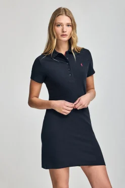 Vestido polero azul marino con logo Rigby Go