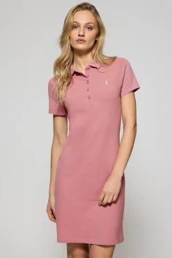 Vestido polero rosa empolvado con logo Rigby Go