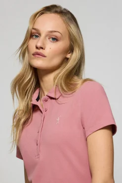 Vestido polero rosa empolvado con logo Rigby Go