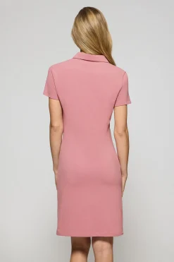 Vestido polero rosa empolvado con logo Rigby Go