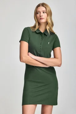 Vestido polero verde botella con logo Rigby Go
