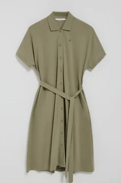 Vestido verde abotonado con bordado PC