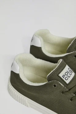 Zapatilla Habana de lona verde caqui para hombre con detalles Polo Club